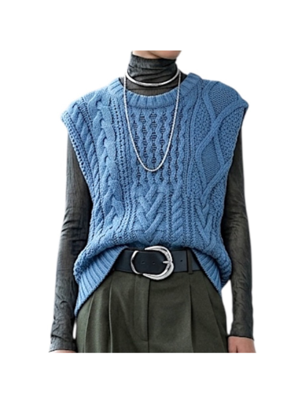 Tomorrowland Japan wool blend chunky cable knit oversized SAMPLE sweater vest S - Picture 3 of 16
